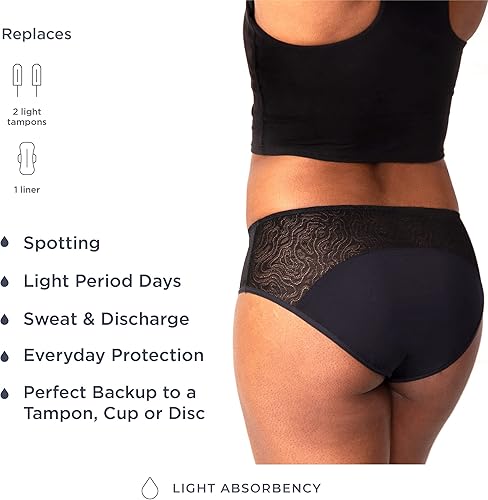 Miniatura 2 de Saalt Ropa interior de encaje hipster para mujer, reutilizable, cómoda, delgada y te mantiene seca de todas las fugas, Rubor de cuarzo