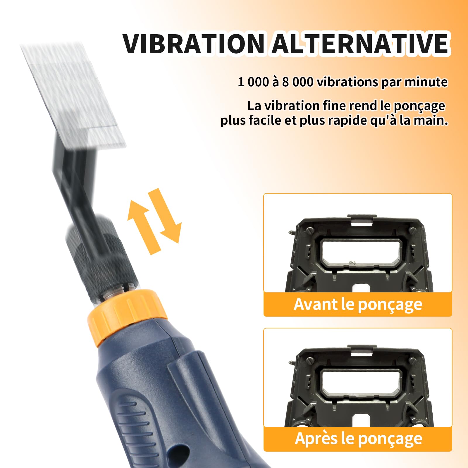 Ponceuse à mouvement alternatif,vitesse variable et recharge USB avec éclairage LED,ponceuse stylo avec 6 têtes de ponçage,idéale pour le ponçage,le polissage (Bleu)