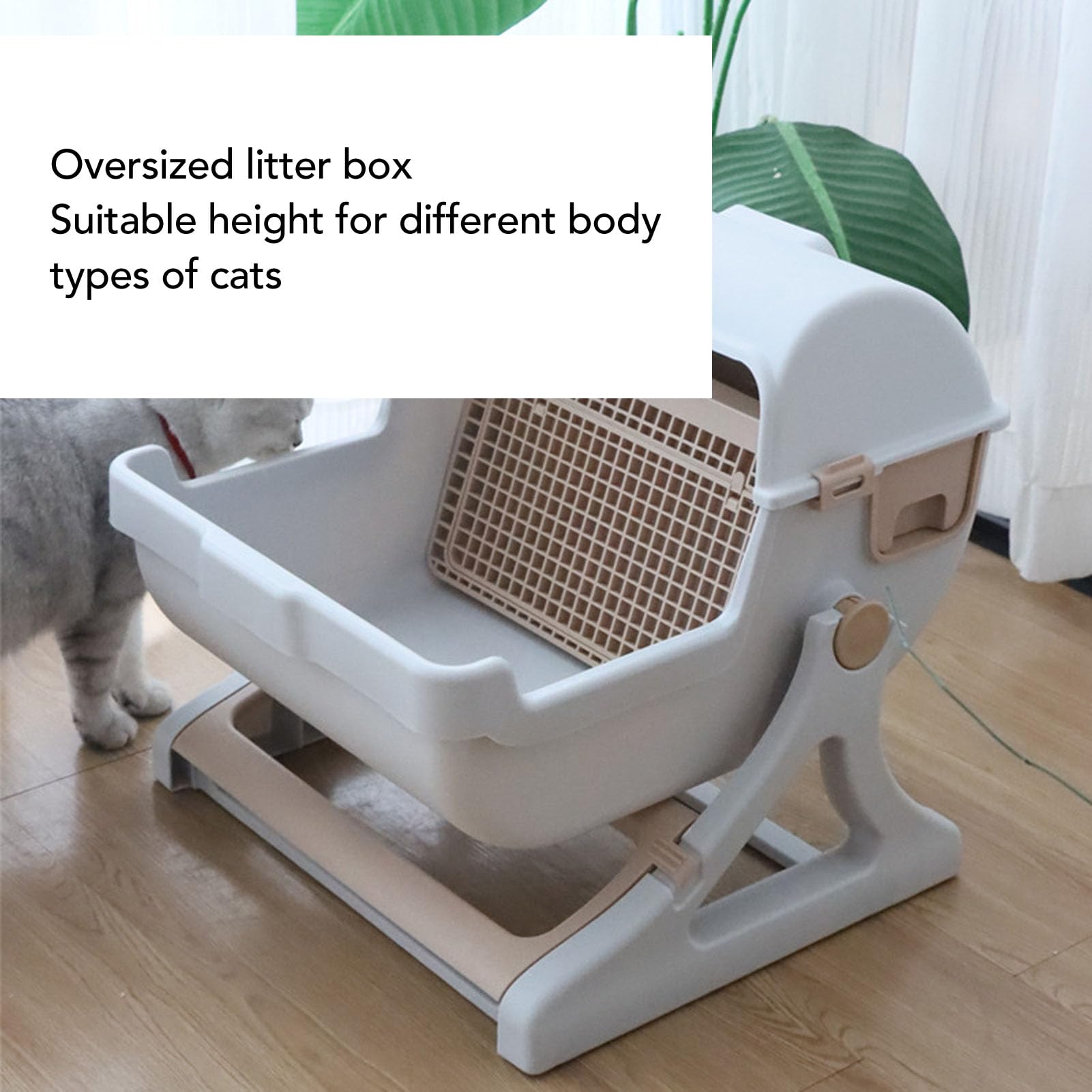 Caja semiautomática para gatos grande y espaciosa salpicadura – Proof Semi Cerrada Autolimpiable Caja de Rata para Gatos de Interior Plástico 52 x 43 cm