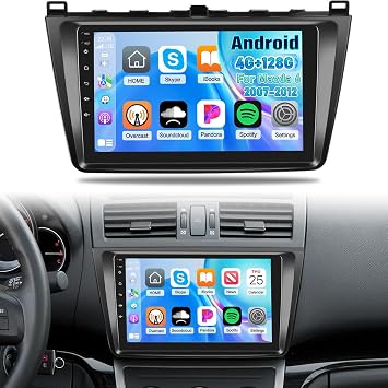 [4+128G] NHOPEEW Car Radio for Mazda 6 2007-2012 - Wireless Carplay and Android Auto - 9 Inch Incell Touchscreen Android Car Stereo - GPS / 5GHz WiFi/EQ Audio/SWC/Mirror Link + AHD Backup Camera
