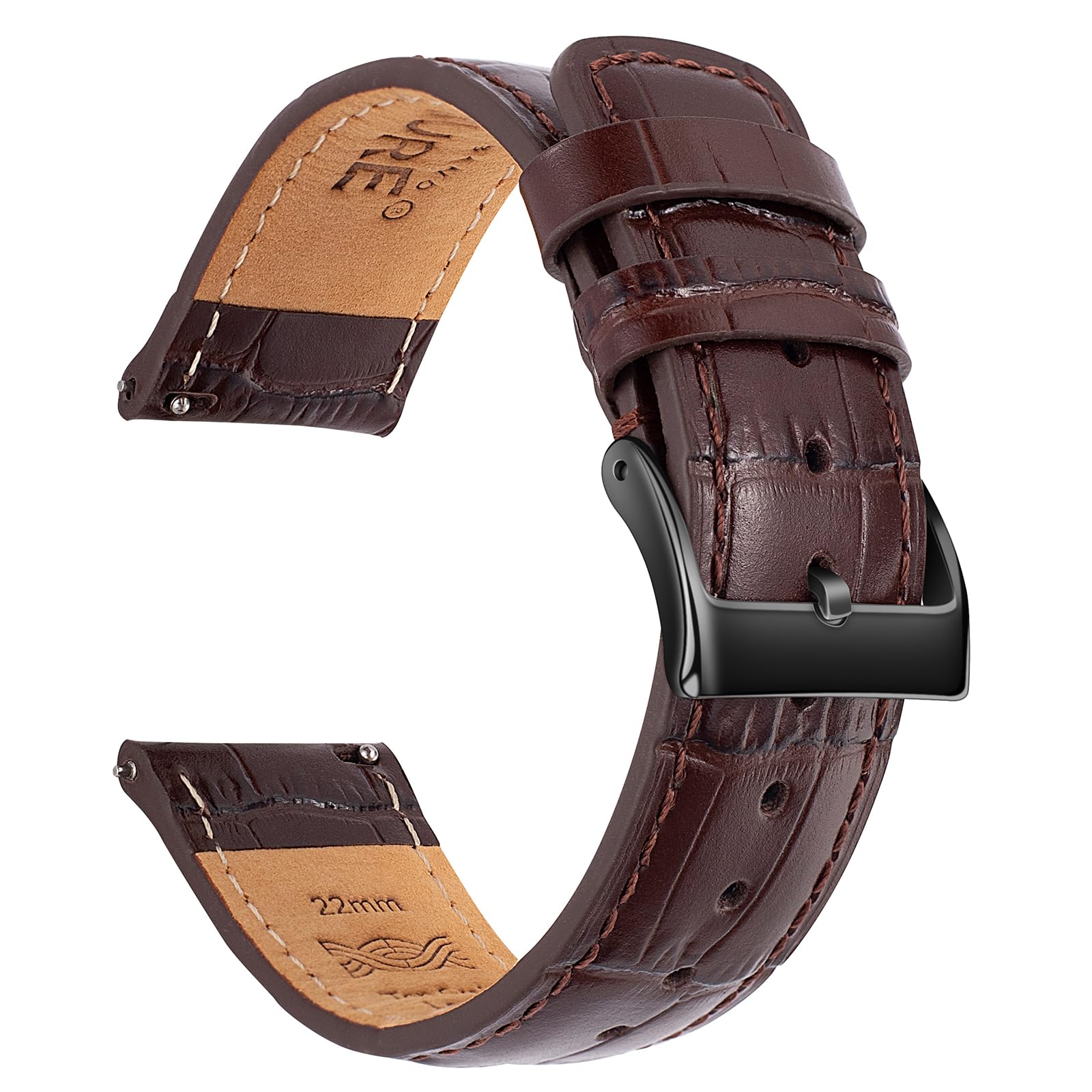 SEURE Quick Release Watch Band,Top Genuine Leather Watch Straps 19mm 20mm 21mm 22mm 24mm for Men and Women