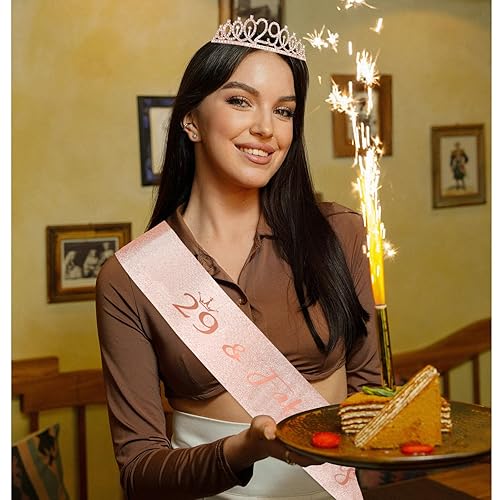 Miniatura 67 de CIEHER Juego de corona de cumpleaños 50 + banda de 50 y fabulosa banda + pin de perlas, tiara, regalos de 50, decoraciones para mujeres amigas