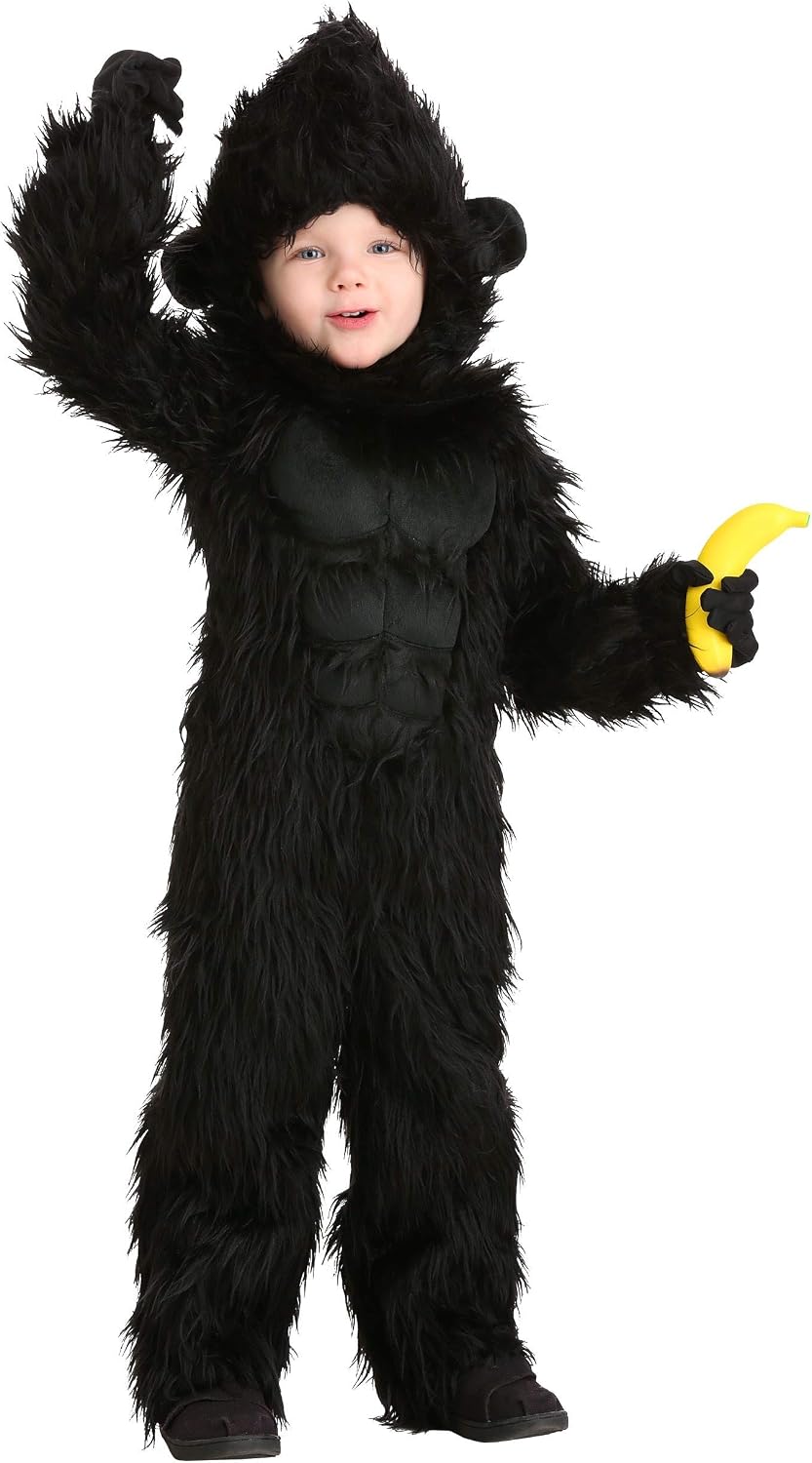 Toddler Gorilla Cotume, Black Gorilla Jumpsuit Halloween Costume, Jungle Ape Outfit