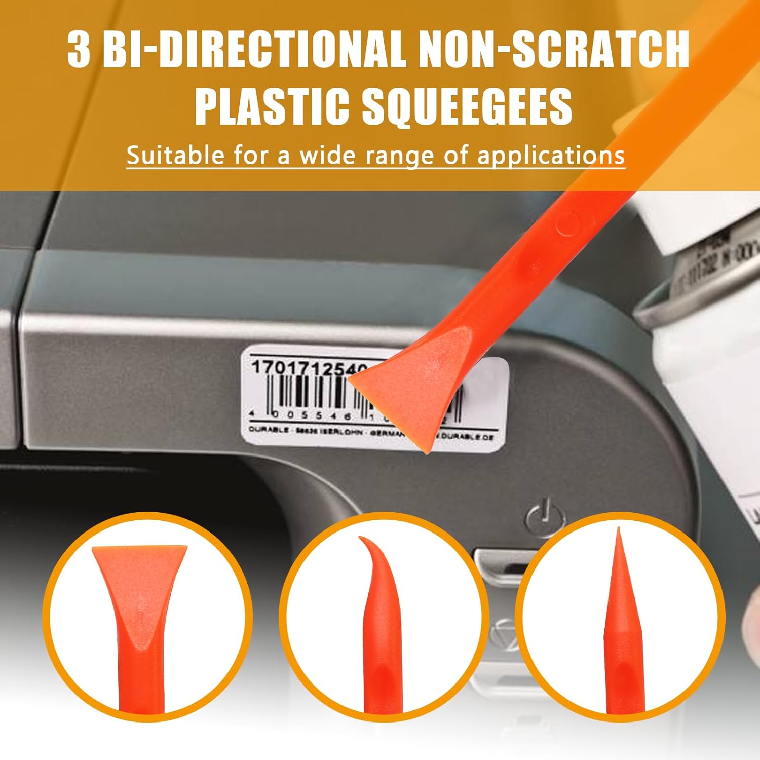 9 Pieces Plastic Scraper Tool Orange Non-Scratch Scraper Multi-Purpose Scraper Cleaning Pen-Shaped Scraper Tool Easy to Clean Small and Narrow Spaces and Gaps Remove Stickers, Labels