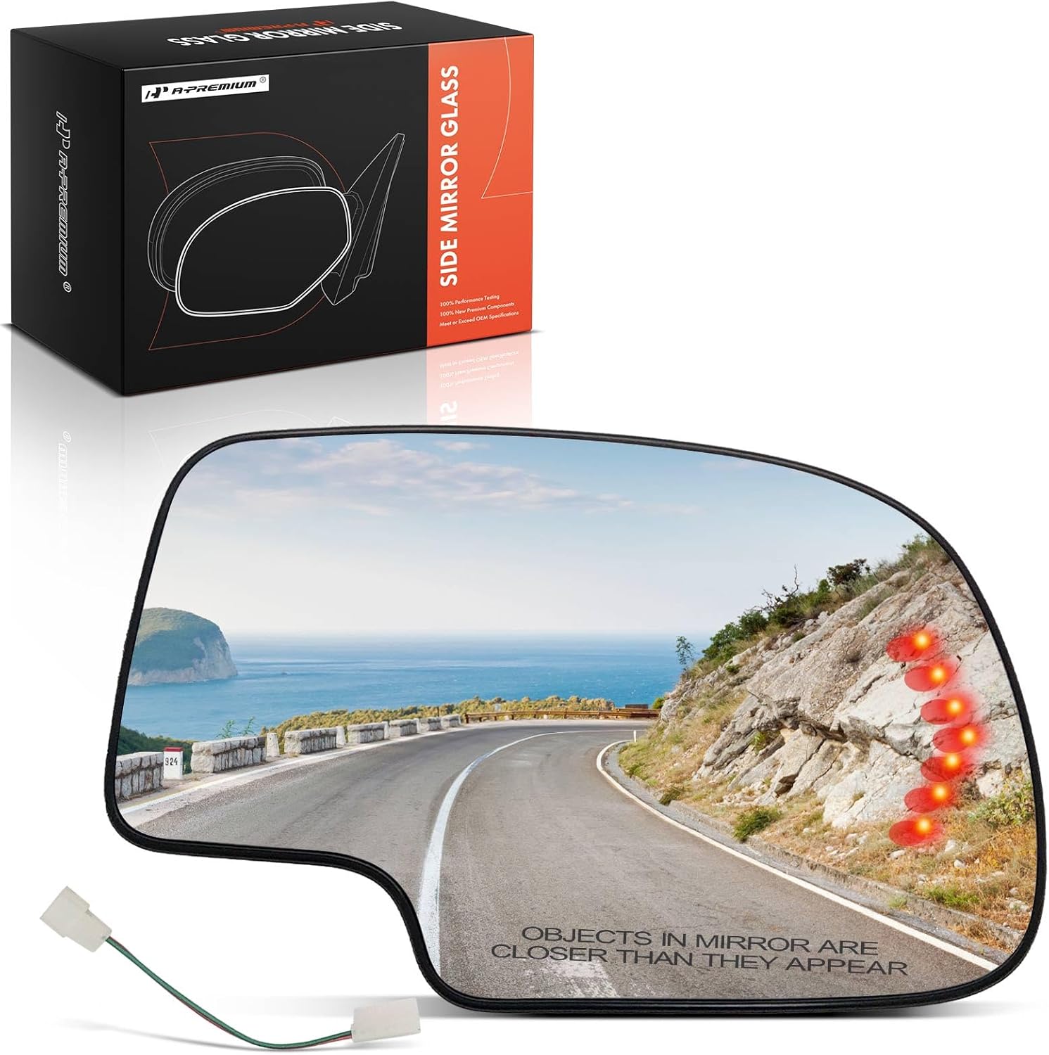 A-Premium Heated Passenger Right Side Mirror Glass w/ Turn Signal for 2003-2007 Chevy Silverado Tahoe GMC Sierra Yukon Cadillac Escalade