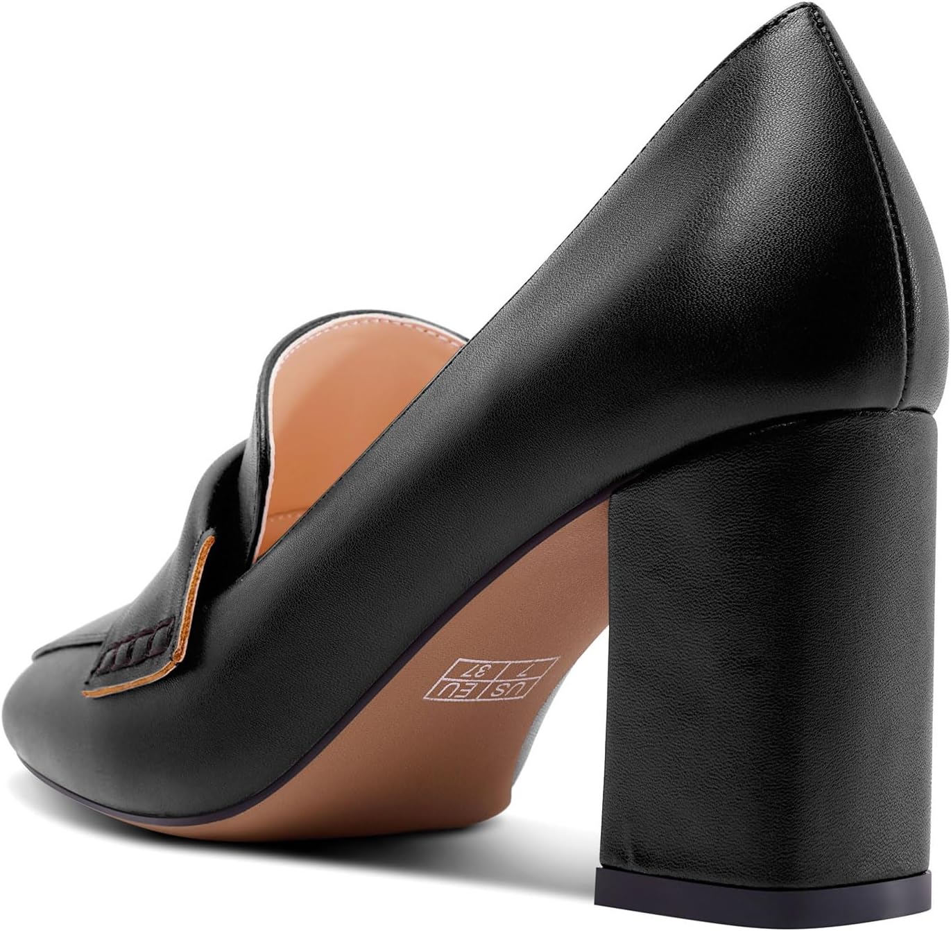 HDEUOLM Womens Chunky Block Mid Heel Square Toe Pumps Slip-on Loafers Shoes Office Basic Classic 3.2 Inches Shoes - Image 4