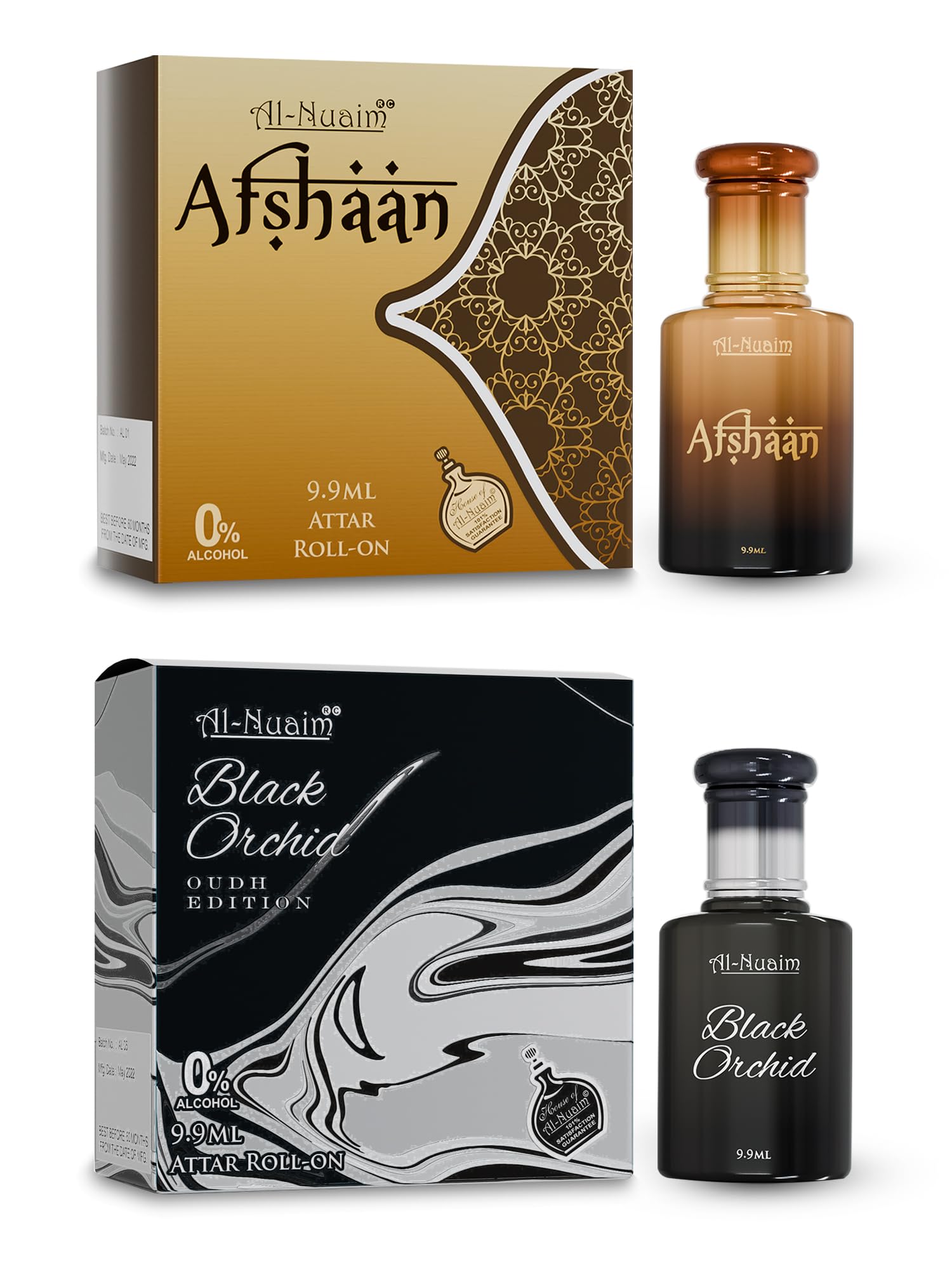 Al-Nuaim Afshan & Black Orchid Attar - Pack of 2 (9.9ml Each) | Alcohol Free | Attar Roll On | Luxury Scent With Long Lasting Fragrance-image-49