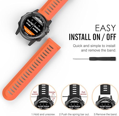 Miniatura 8 de MoKo Correa compatible con Garmin Fenix 3Fenix 5X, correa de repuesto de silicona suave para Garmin Fenix 3Fenix 3 HRFenix 5X5X PlusD2 Delta