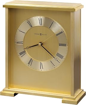 Howard Miller Exton Tabletop Clock Analog Roman Numeral Alarm, Diamond-Cut Edges, Quartz Movement, Battery Operated Living Room, Office & Home Decor