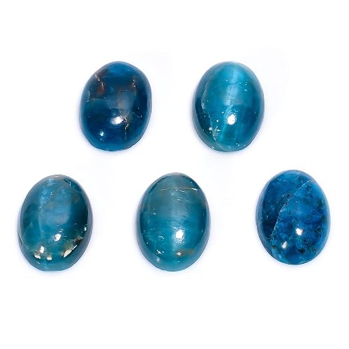 2 PCS, 14X10 MM, AURA GEMS Natural Neon Blue Apatite, Cabochon, Oval Shape, Jewelry Making Stone Supply, Chakra Energy Healing Gemstone, Real Crystal, Birthstone, Wholesale deal