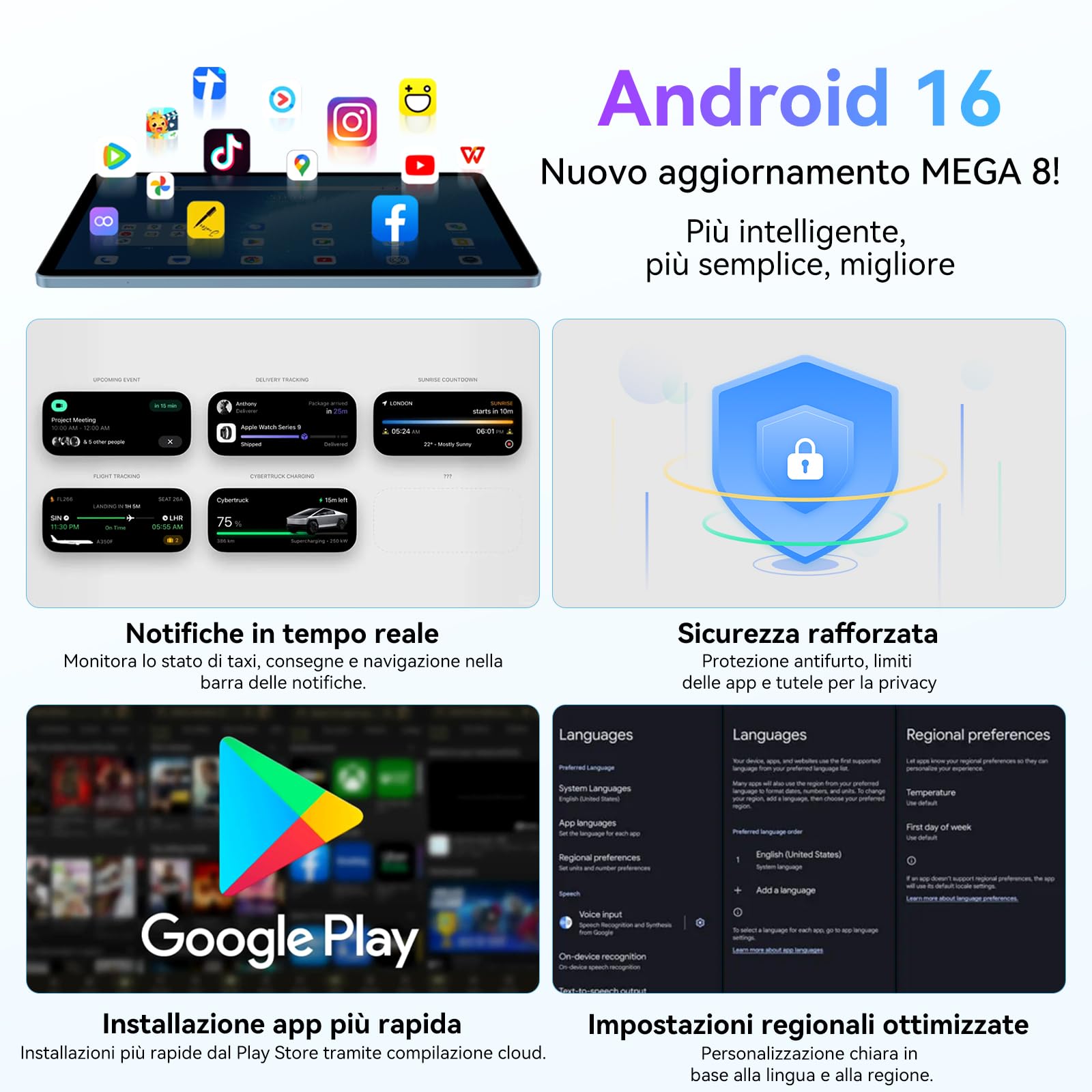 Blackview Android 16 Tablet da 13 Pollici MEGA8, 6GB RAM+128GB ROM, Display FHD 2K 90Hz Grande, Tablet PC da Gaming, Octa Core T620, Fotocamera Dual AI 50MP+13MP, Batteria 11000 mAh, 4G LTE+5G WiFi