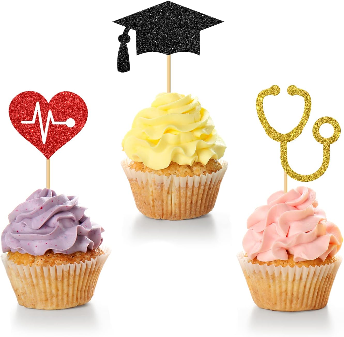 24 Pcs Doctor Grad Cupcake Toppers / Nurse Grad Cupcake Decor / Nursing