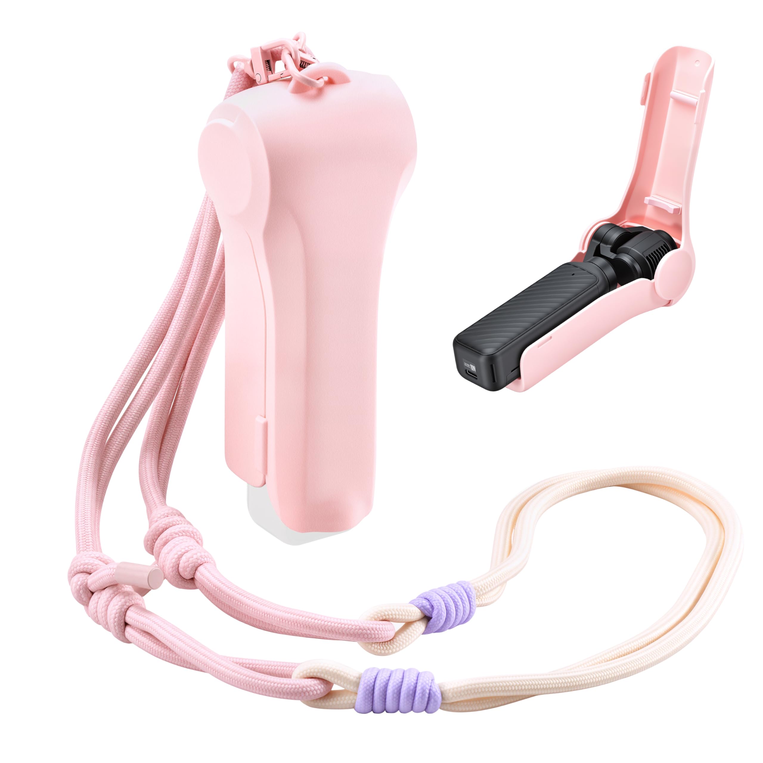 Osmo Pocket 4/3 Protective Case with Lanyard &amp; Wrist Strap, Pink