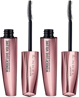 Rimmel Wonder'Luxe Volume Mascara, Long-Wearing, Volumizing, Smudge-Proof, 003, Extreme Black, 0.08oz (Pack of 2)