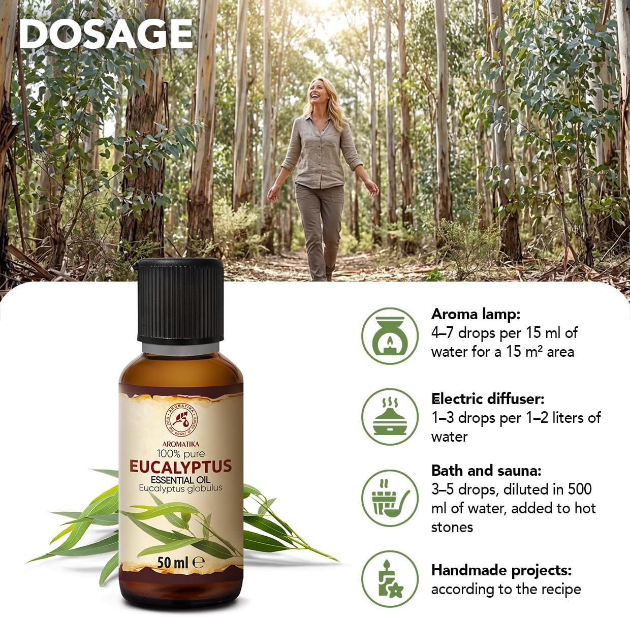 Eucalyptus Essential Oil 1.7 Fl Oz - Eucalyptus Globulus - 100% Pure Eucalyptus EO for Freshen Rooms - Home Fragrances - Aromatherapy - Diffuser - Aroma Lamps - Making Candles - Scented Oils