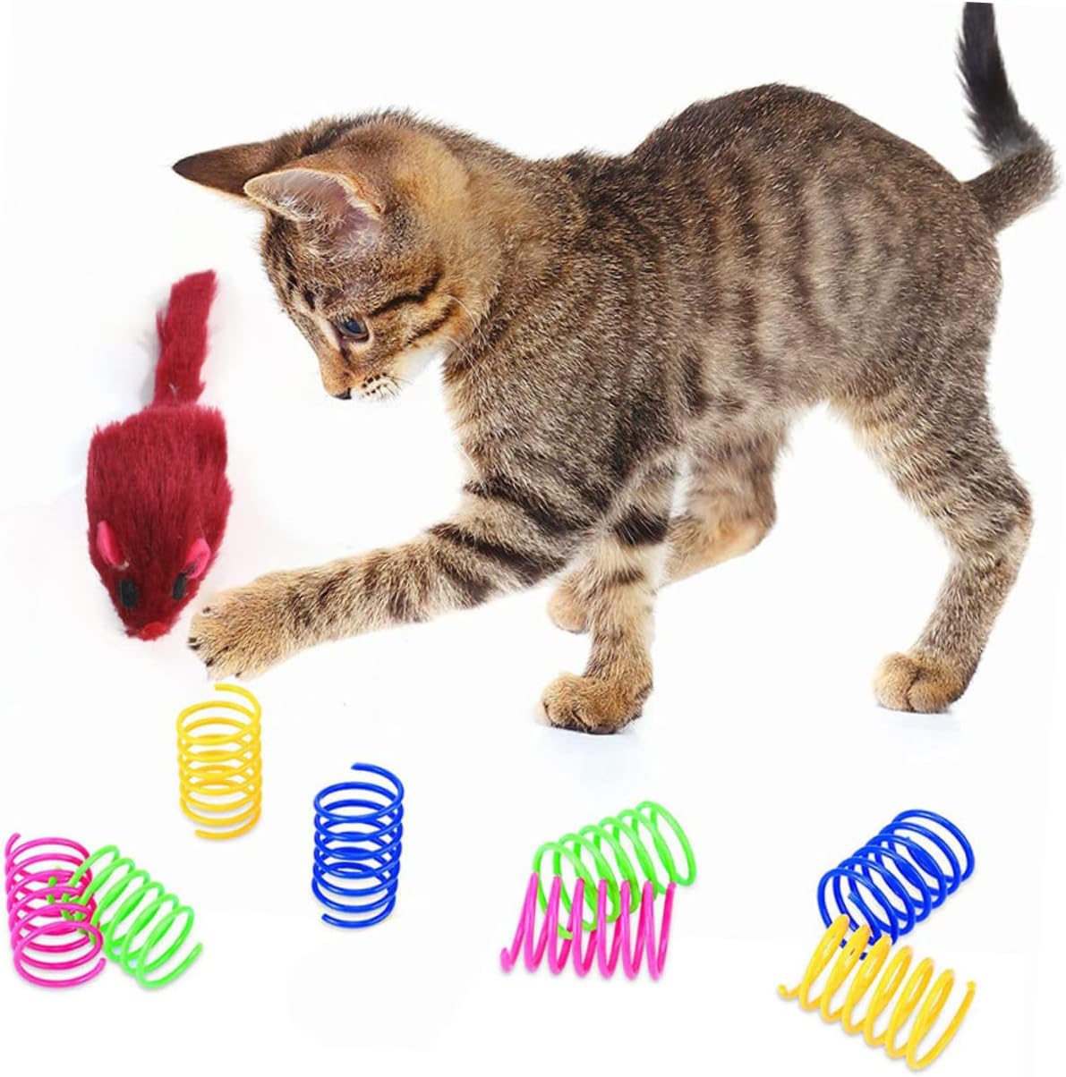 SUPVOX 1set Interactive Cat Toy Plush Spring Mice for Cats Engaging Plaything to Reduce Biting Behavior and Random Colors
