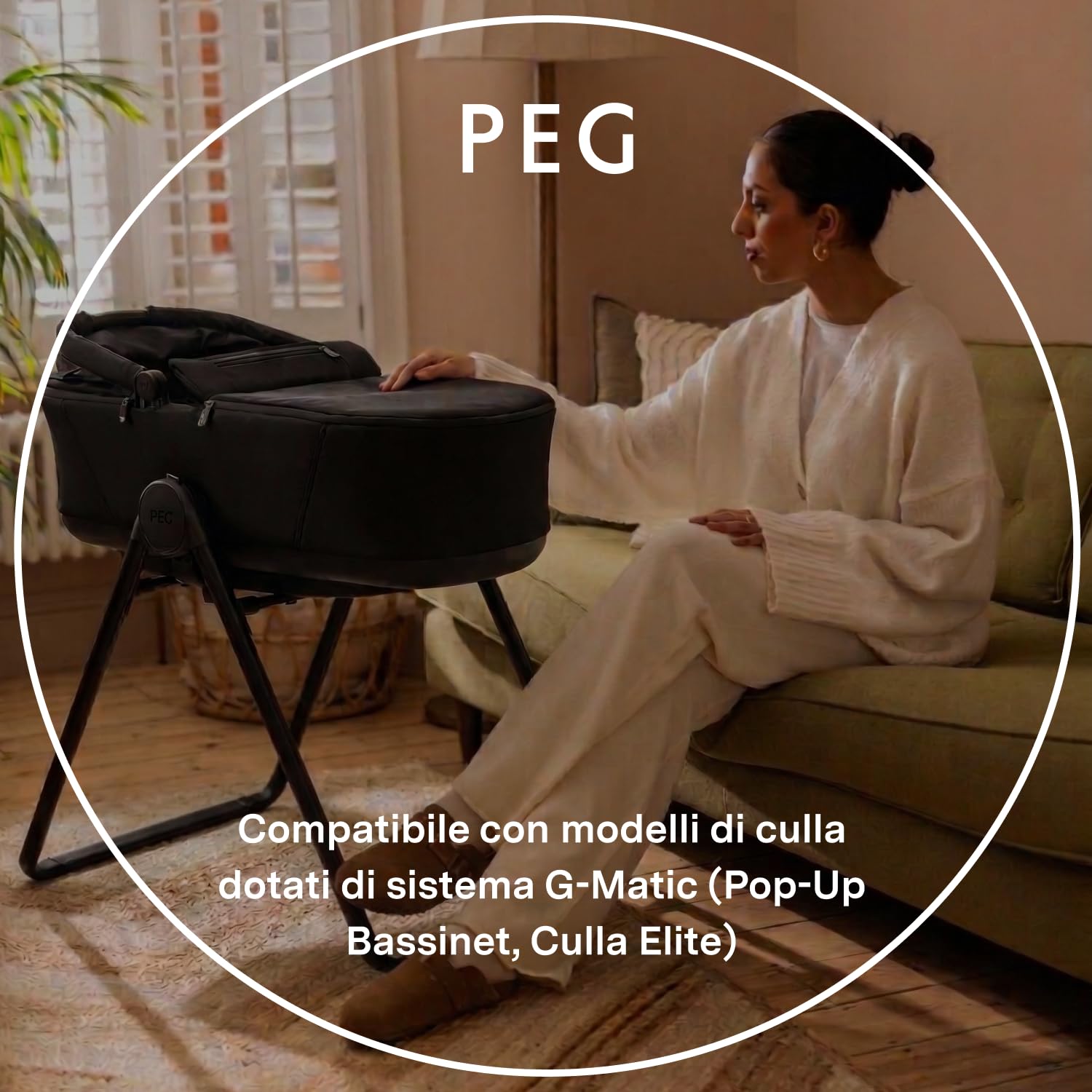 PEG Bassinet Stand - Base d'Appoggio G-Matic per Navicella e Seggiolino Auto - Compatibile con Culla Elite, Pop-Up e Primo Viaggio