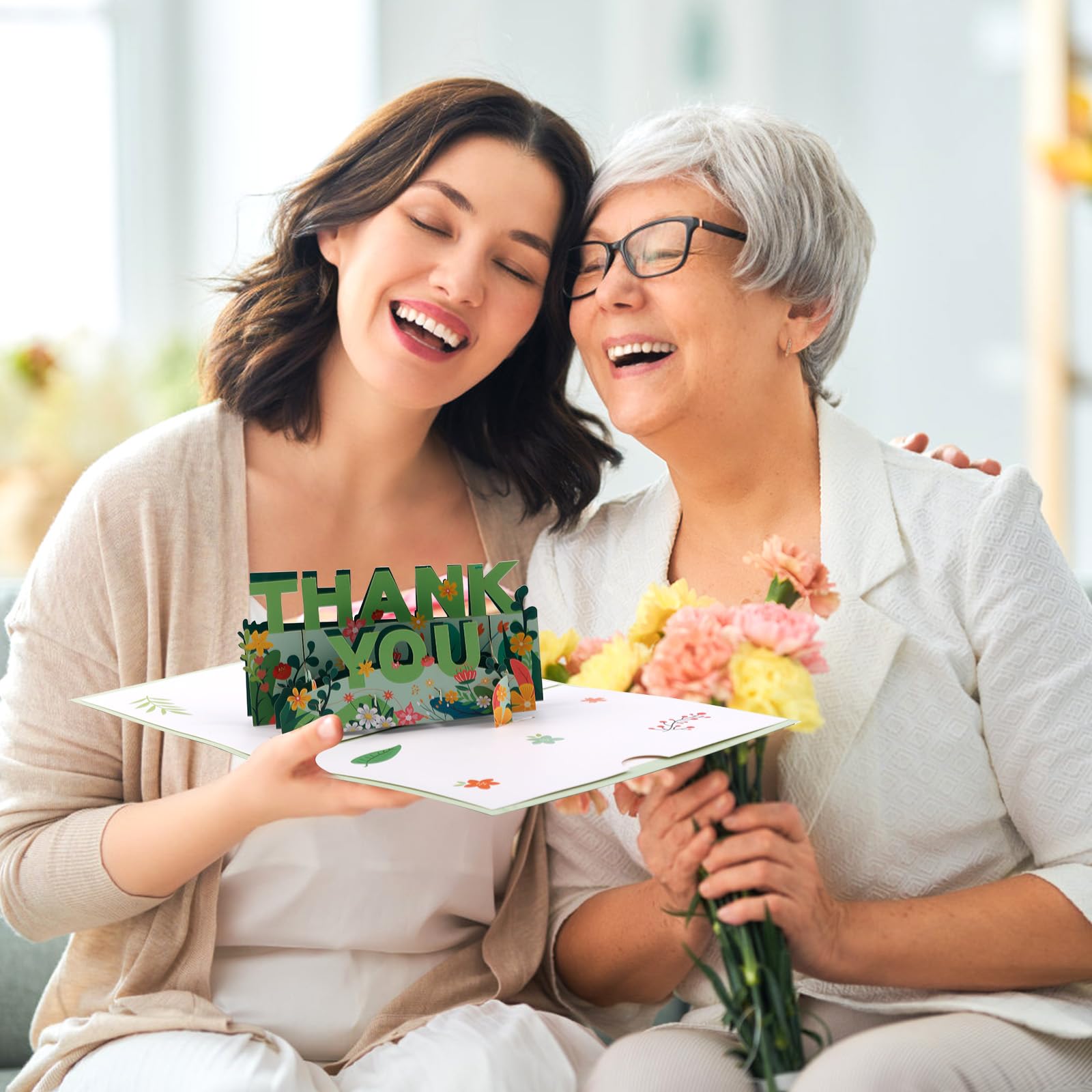 lasuroa Carte Remerciement 3D, Pop-Up avec Enveloppe et Note Vierge pour Garçons Filles Hommes Femmes Mamans Papas Enseignants pour Exprimer Leur Gratitude