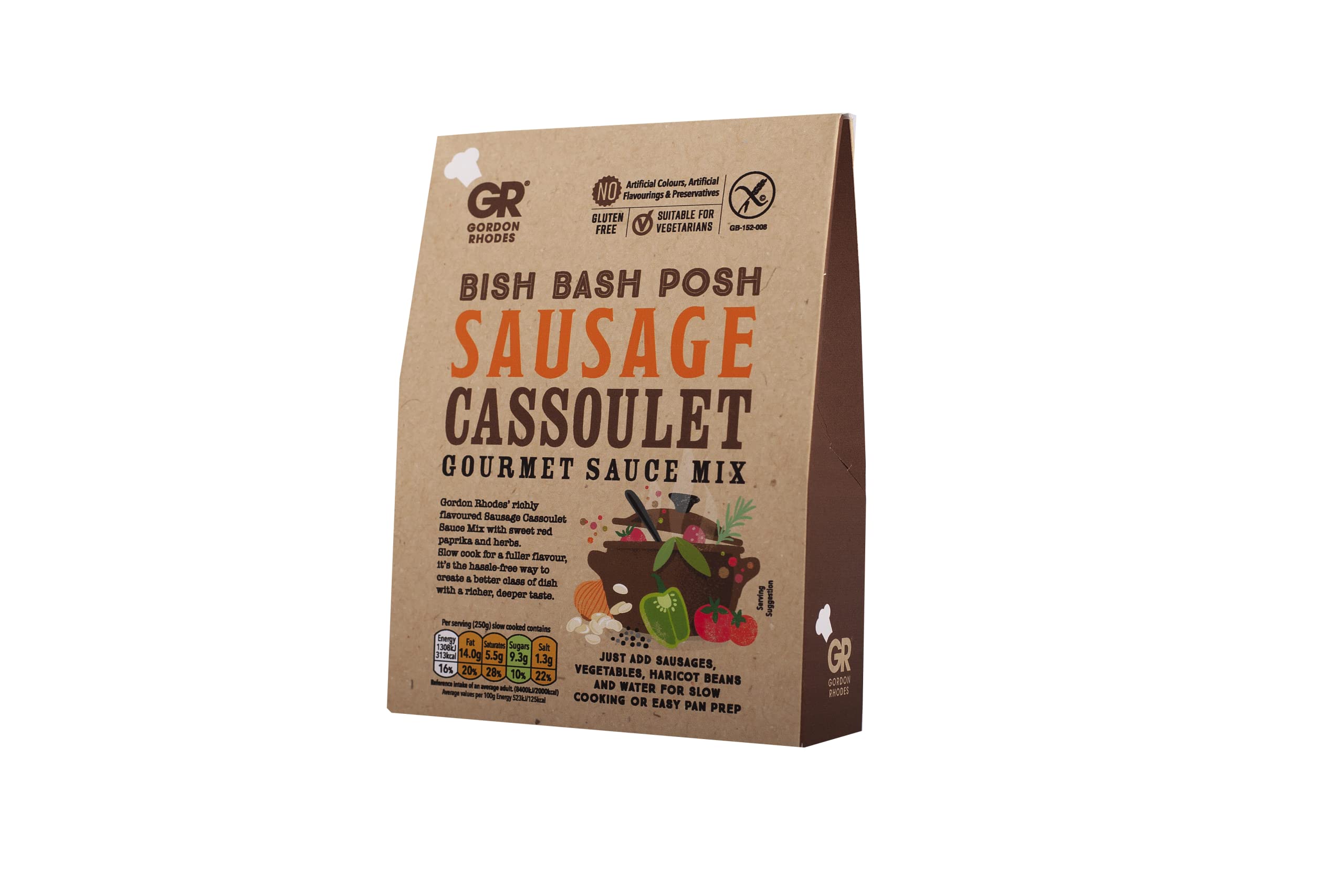 Gordon Rhodes' Bish Bash Posh Sausage Casserole Recipe Sauce Mix with Sweet red Paprika and Herbs. Easy to Prepare - Gluten-Free & Suitable for Vegetarians (1x 75gm)