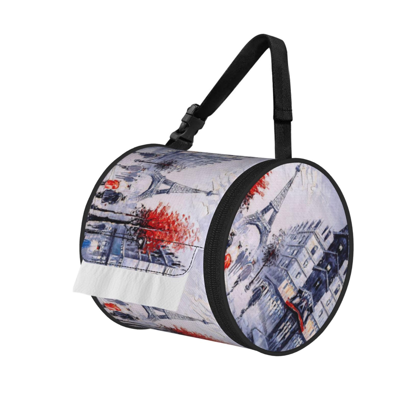 Paris City Tree Eiffel Tower Art Print Fashion Tissues Organizer Box, Hanging Tissue Holder For Purse Coins For Car Office Daily Outing