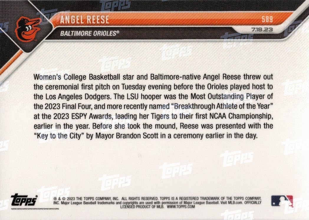 2023 Topps Now Baseball #589 Angel Reese Pre-Rookie Card - Baltimore Orioles