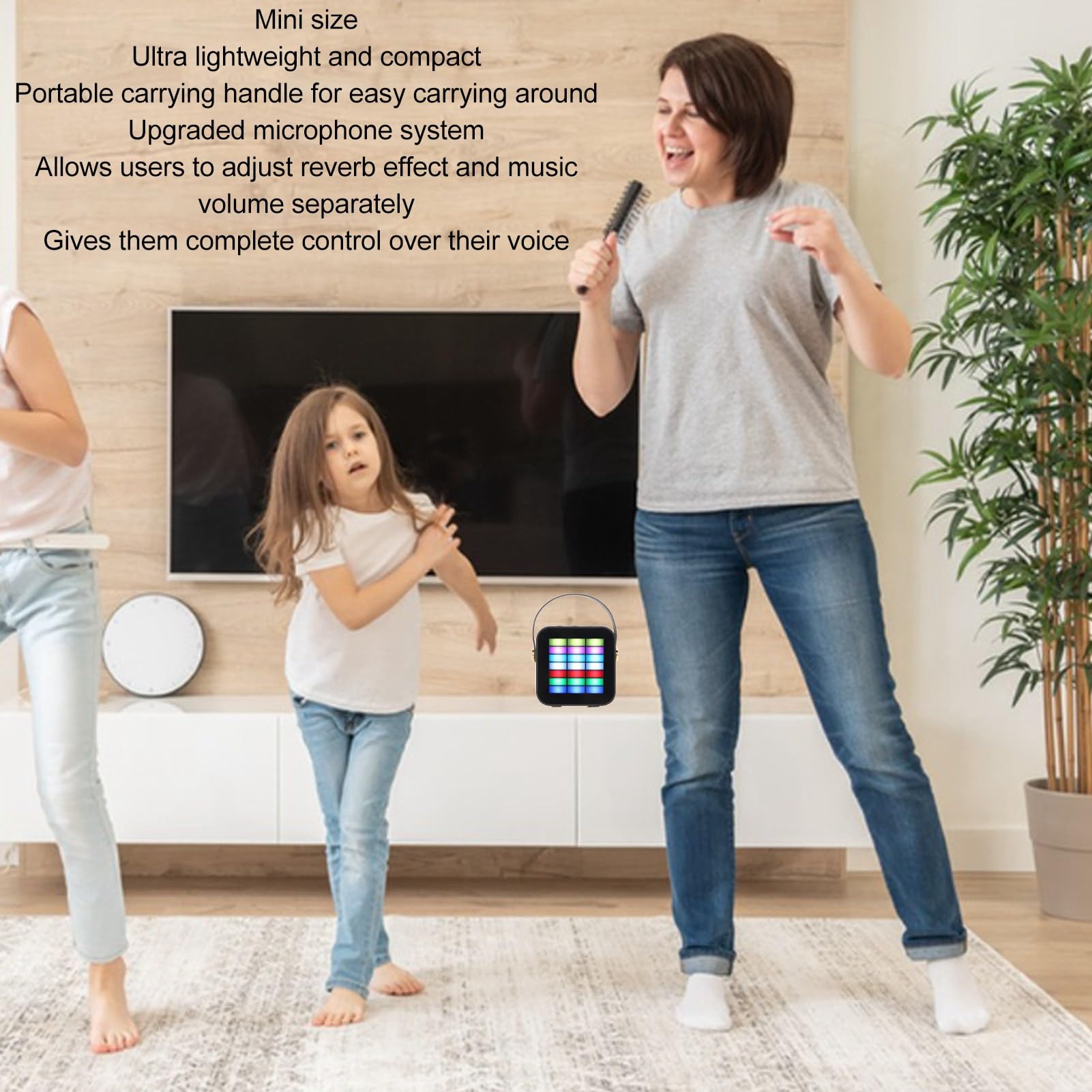 Septpenta Mini Karaoke per Bambini, Altoparlante Bluetooth Portatile, Effetti di Illuminazione a LED Altoparlante Bluetooth Wireless, con 2 Microfoni Wireless per Regali di Compleanno