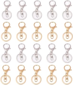 Lobster Claw Clasp Key Chain Rings Kit-20 PCS Clasps Lanyard Snap Hooks with Split Key Rings, Gold/Silver Keychain Clip Hooks Keychain Ring Carabiner Buckles for Leather Crafts DIY Project- 2 Color