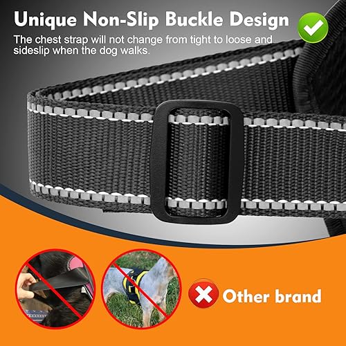 Miniatura 5 de WOCUME - Arnés anti tirones ajustable con cinta reflectante 3M, arnés de entrenamiento transpirable con asa para mejor control de perros grandes