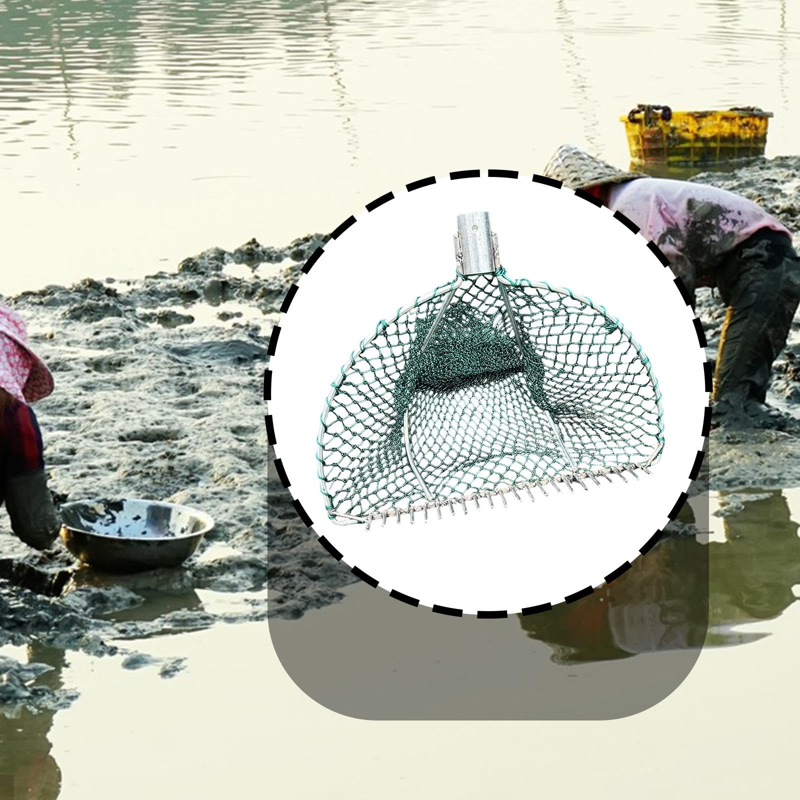 Rastrillo con Red de Malla para Exploración de Herramienta Resistente para Excavar en Exteriores Estructura de Metal Ergonómica Adecuada para, 50 Cm de Ancho