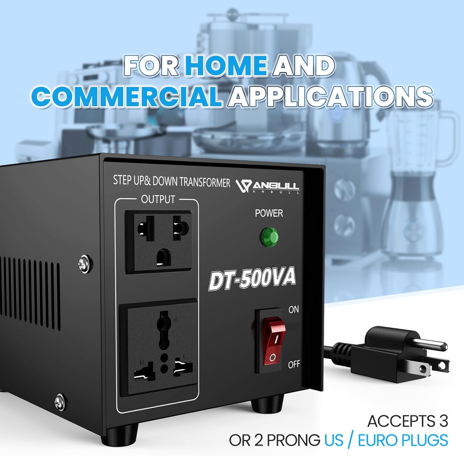 Anbull Voltage Converter 500W Voltage Transformer, Step Up Down 110v 220v, 220 to 110 Voltage Converter Heavy Duty Step Up & Down 50-60Hz