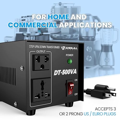 Miniatura 5 de ANBULL Convertidor de transformador de voltaje DT-500W, 110 V a 220 V, 220 V a 110 V convertidor de potencia elevador hacia arribaabajo, convertidor