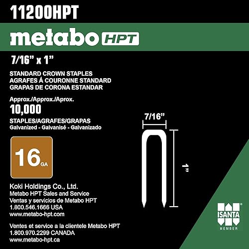 Miniatura 3 de Metabo HPT 11200HPT - Grapa de corona estándar galvanizada calibre 16, 716 pulgadas x 1 pulgada, 16 grapas de calibre, 10000 unidades
