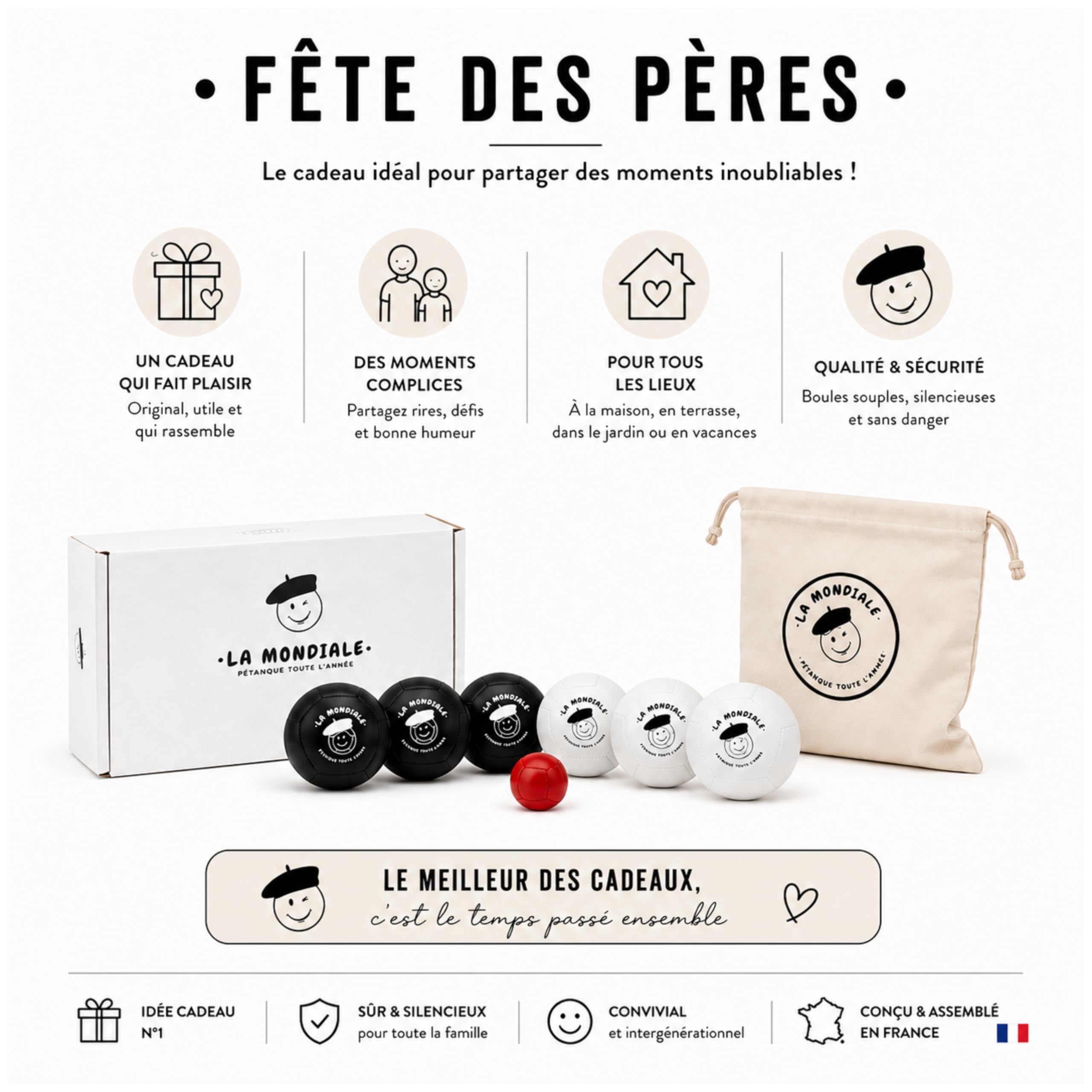 La Mondiale - Jeu de pétanque Intérieur – Kit 6 Boules + cochonnet – pour Enfant & Adulte – Utilisable sur Toutes Surfaces – Idée Cadeau Fun