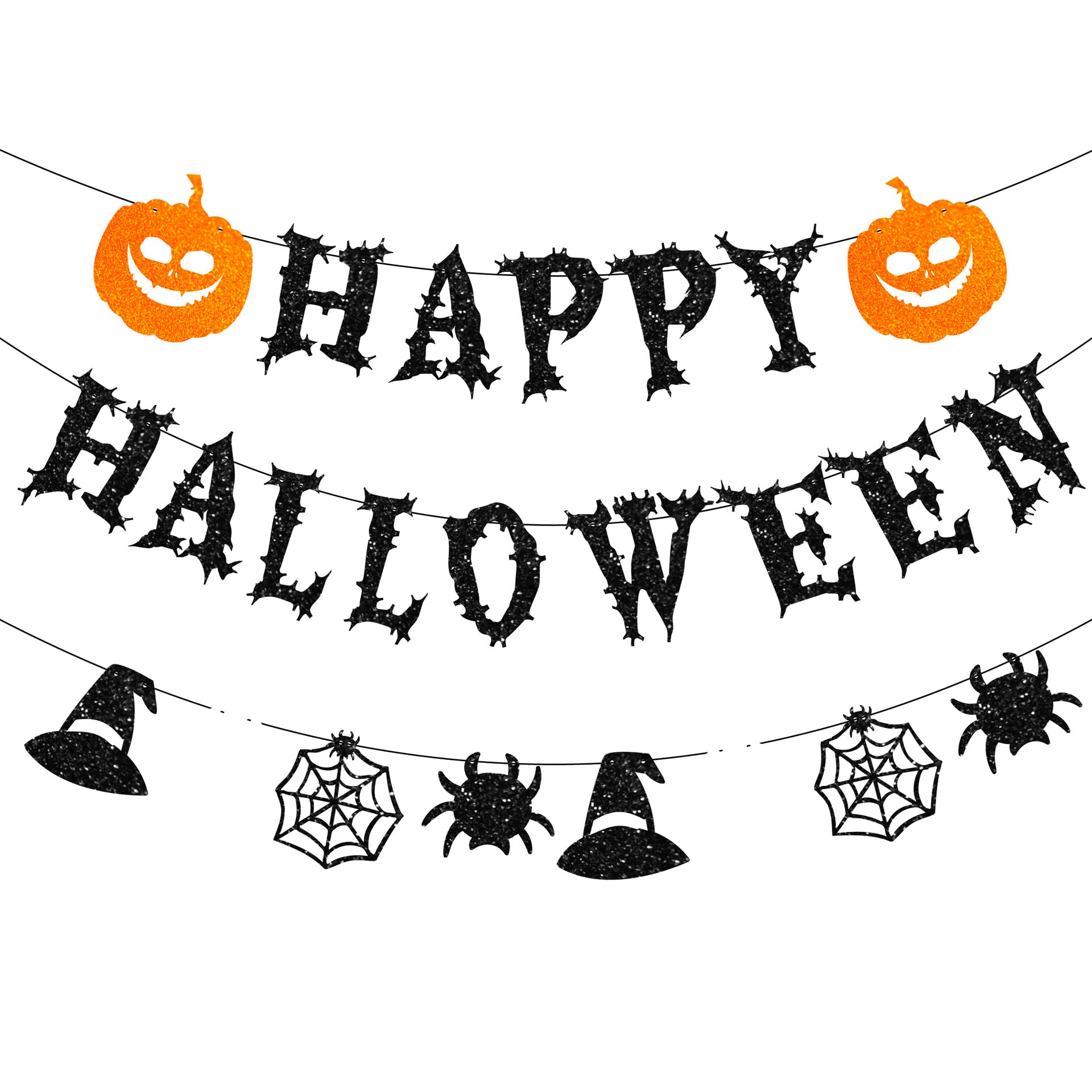 Toworld Halloween Pumpkin Garland, DIY Pumpkin Party Banner, Happy Halloween Sign, Halloween Party Decorations, Pumpkin Garland for Mantle, Halloween Banners for Wall