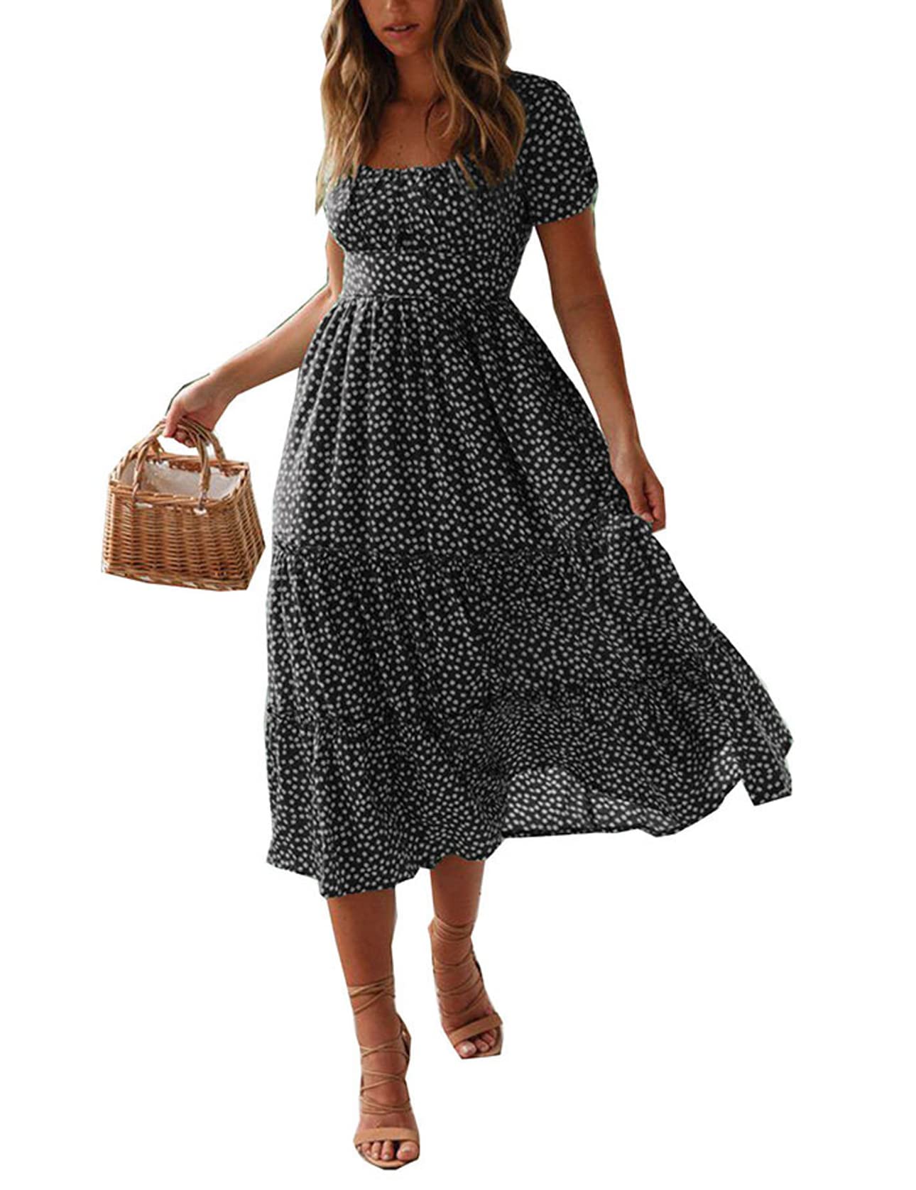 TOPLAZA Vestidos Casuales Mujer Vestido Largo de Playa Estampado de Flores Verano