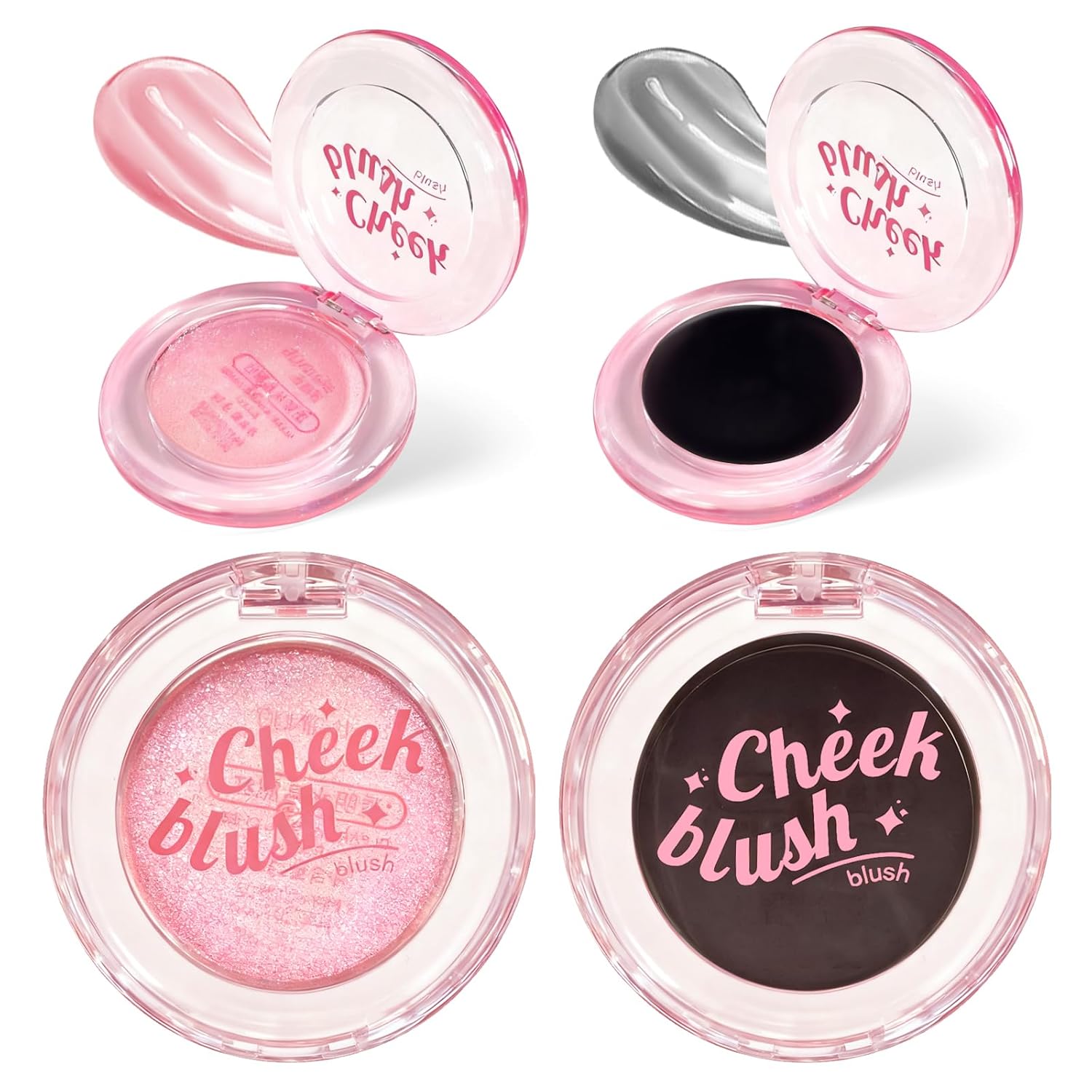 2 Pcs Gradient Blush for Cheeks – cream blush, Luxuriously Creamy & Blendable Color,Long-Lasting & Buildable Cheek Makeup in Crystal Clear Case for Natural Flush
