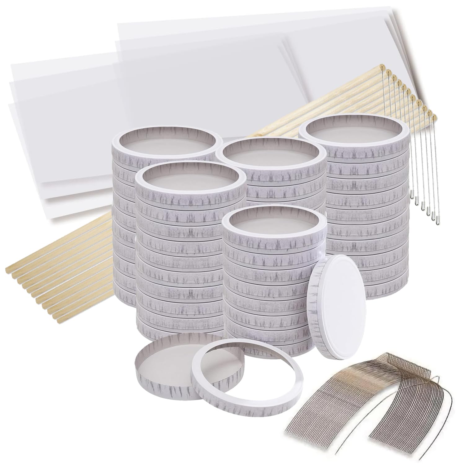 CREATIV DISCOUNT Laternen-Sparpack für 50 Laternen, inkl. Käseschachteln, Transparentpapierzuschnitten, Drahtbügeln & Laternenstäben aus Holz, ideal für Schule, Kindergarten zu Sankt Martin