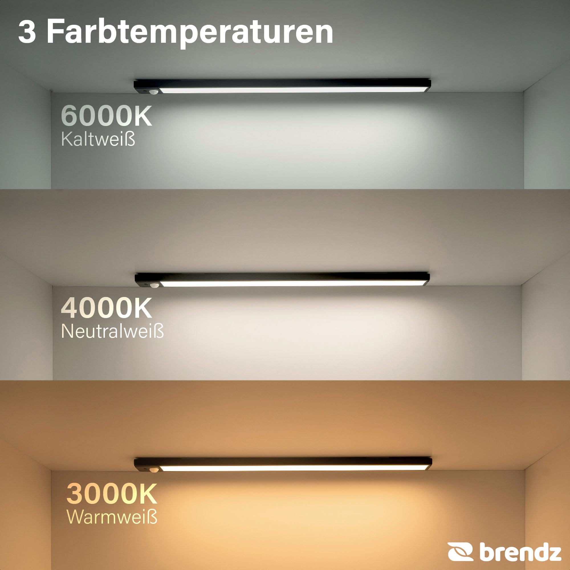 Brendz Schranklicht mit Bewegungsmelder, Kleiderschrank Beleuchtung, 4 x 40cm