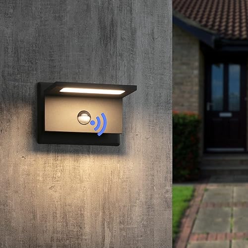 Miniatura 8 de Lámpara de pared negra con sensor de movimiento para exteriores, lámpara de pared LED moderna para puerta delantera, garaje, patio, jardín, paquete