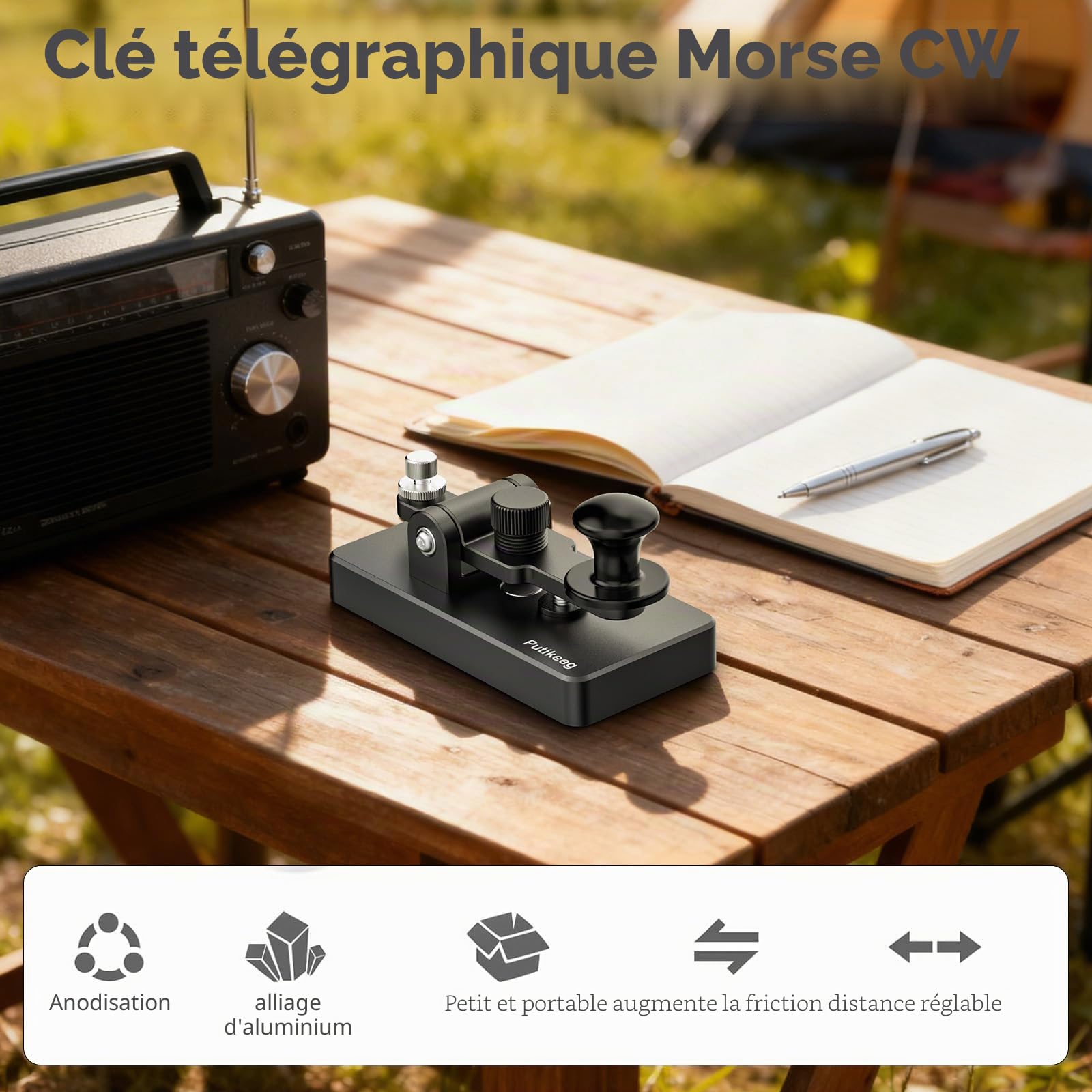 Putikeeg CW Clé Morse Télégraphique - Transmetteur de Code avec Manipulateur