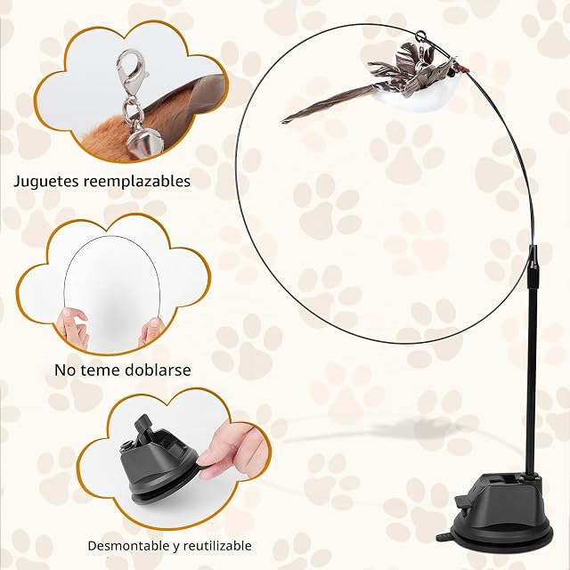 Foto 5 de 7 de AiQInu 4 Piezas Juguetes para Gatos, Interactivo Juguete Gato con Ventosa