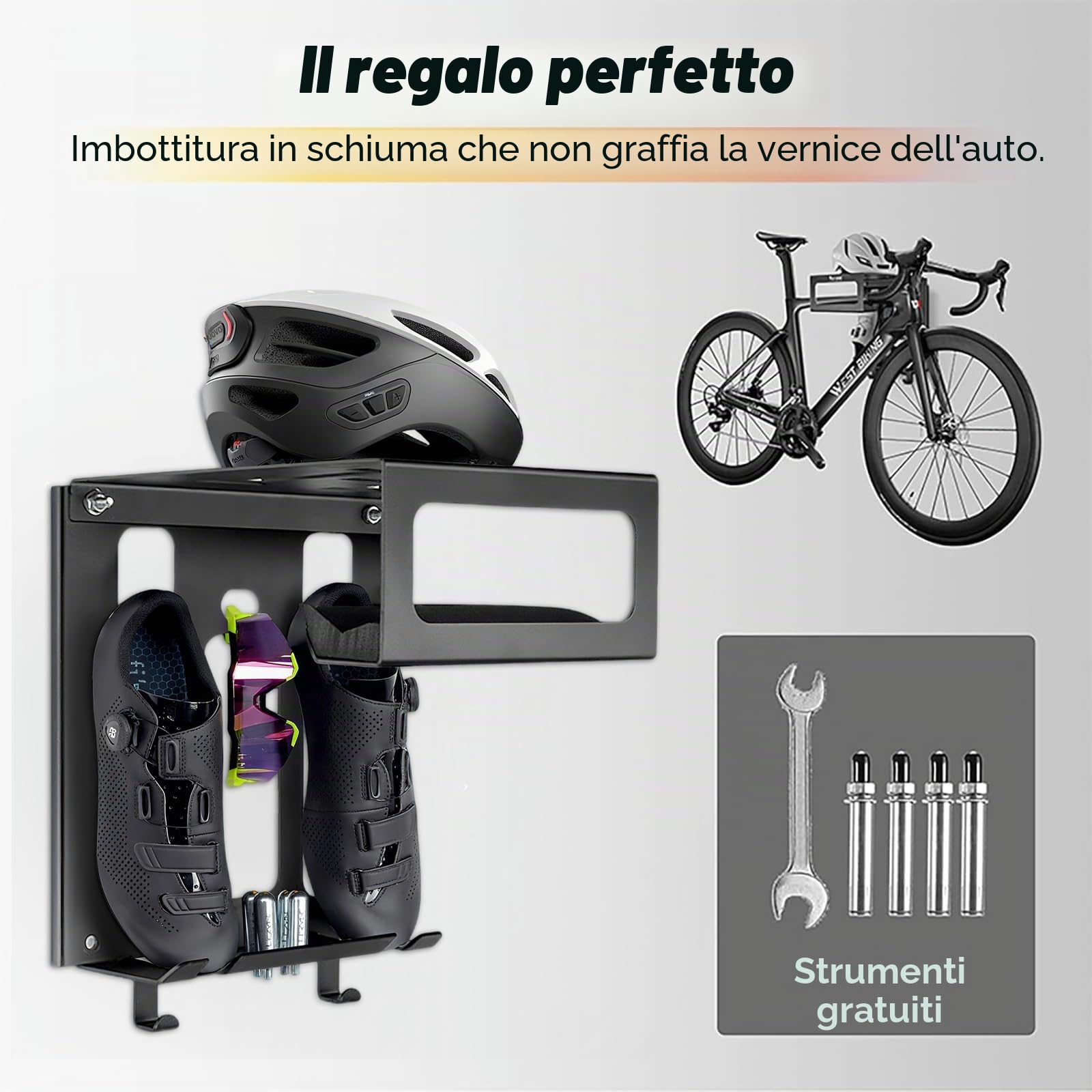 Supporto da parete per bicicletta, supporto da parete per bicicletta, supporto da parete, supporto per bicicletta, carico massimo 20 kg
