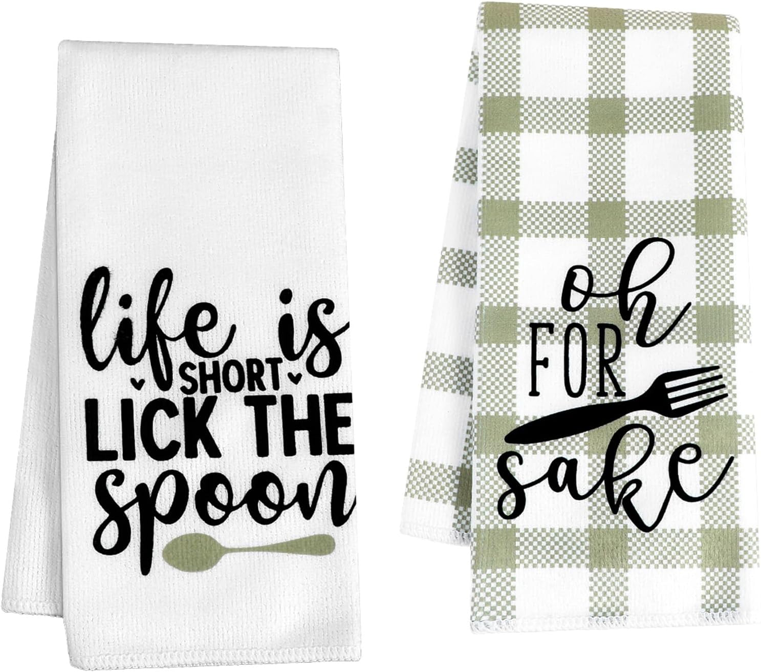 2 Pcs Funny Kitchen Dish Towel Absorbent Dishcloths Hand Towels Set Reusable Drying Tea Dish Decor for Women Mom Cooking Baking Kitchen Bathroom New Home Warming Presents Cleaning Supplies(2)