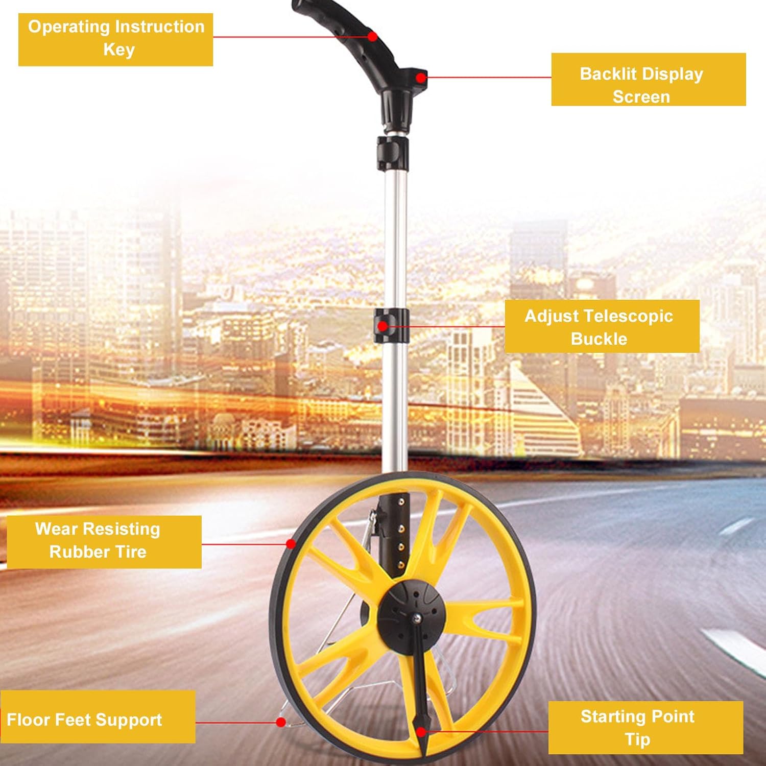 GOTOTOP Digital Display Distance Measuring Wheel, Folding Hand Push Roller with 99999.9M Measurement for Construction and Gardening
