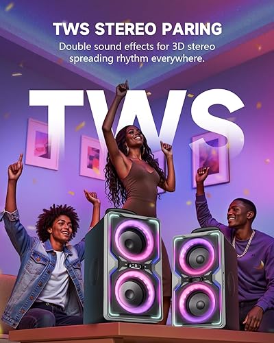 Miniatura 5 de Hotlemon Altavoz Bluetooth grande 240 W pico potente sonido fuerte con graves profundos, tiempo de reproducción de 15 horas, carga rápida, TWS,