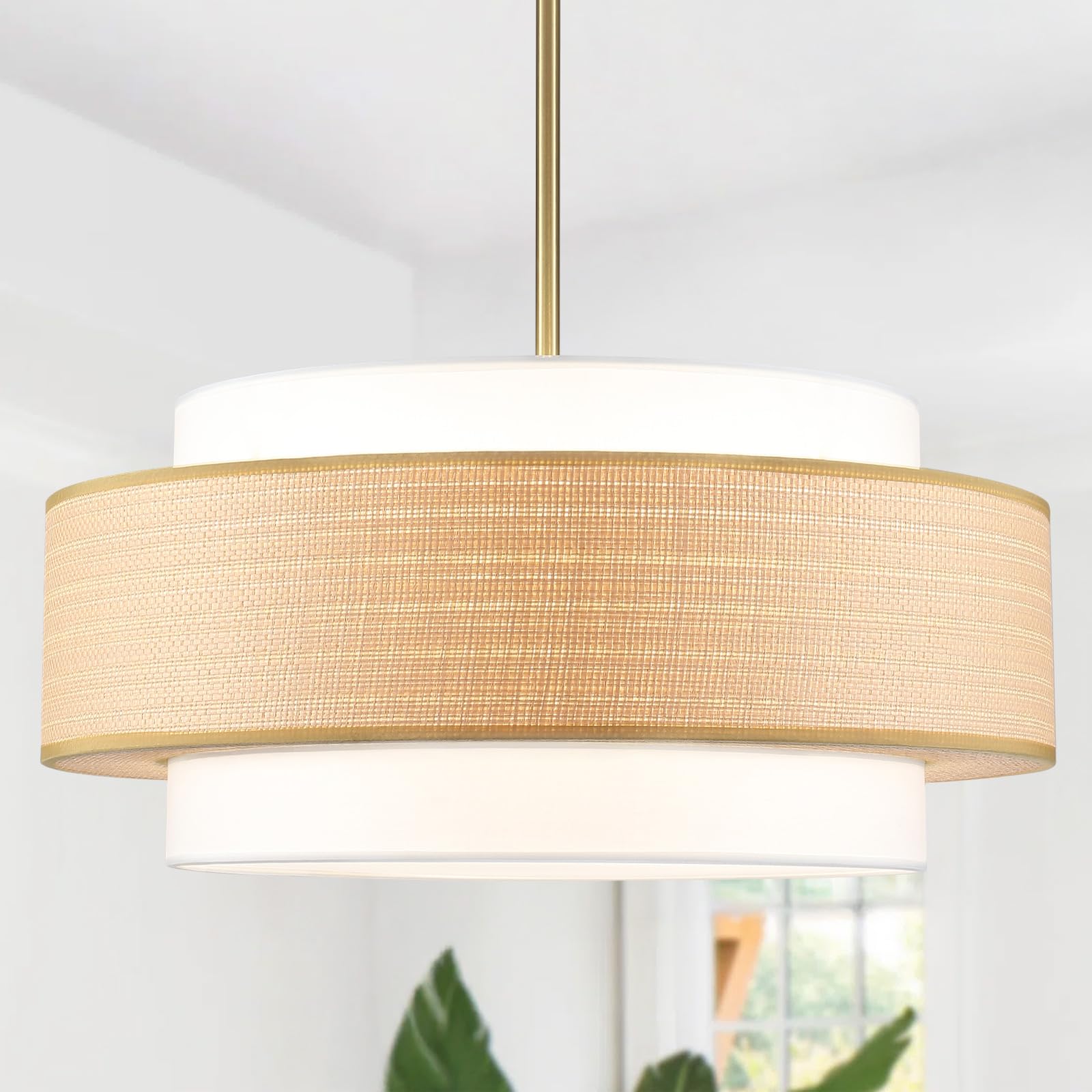 Photo 1 of ****FACTORY SEALED****
Heircido Rattan Large Drum Chandeliers, 23.6 Inch Chandelier for Dining Room 5-Lights Lamp Shape 3-Tier Light Fixtures with White Fabric Hanging Lighting for Entryway Kitchen Island Foyer Bedroom
