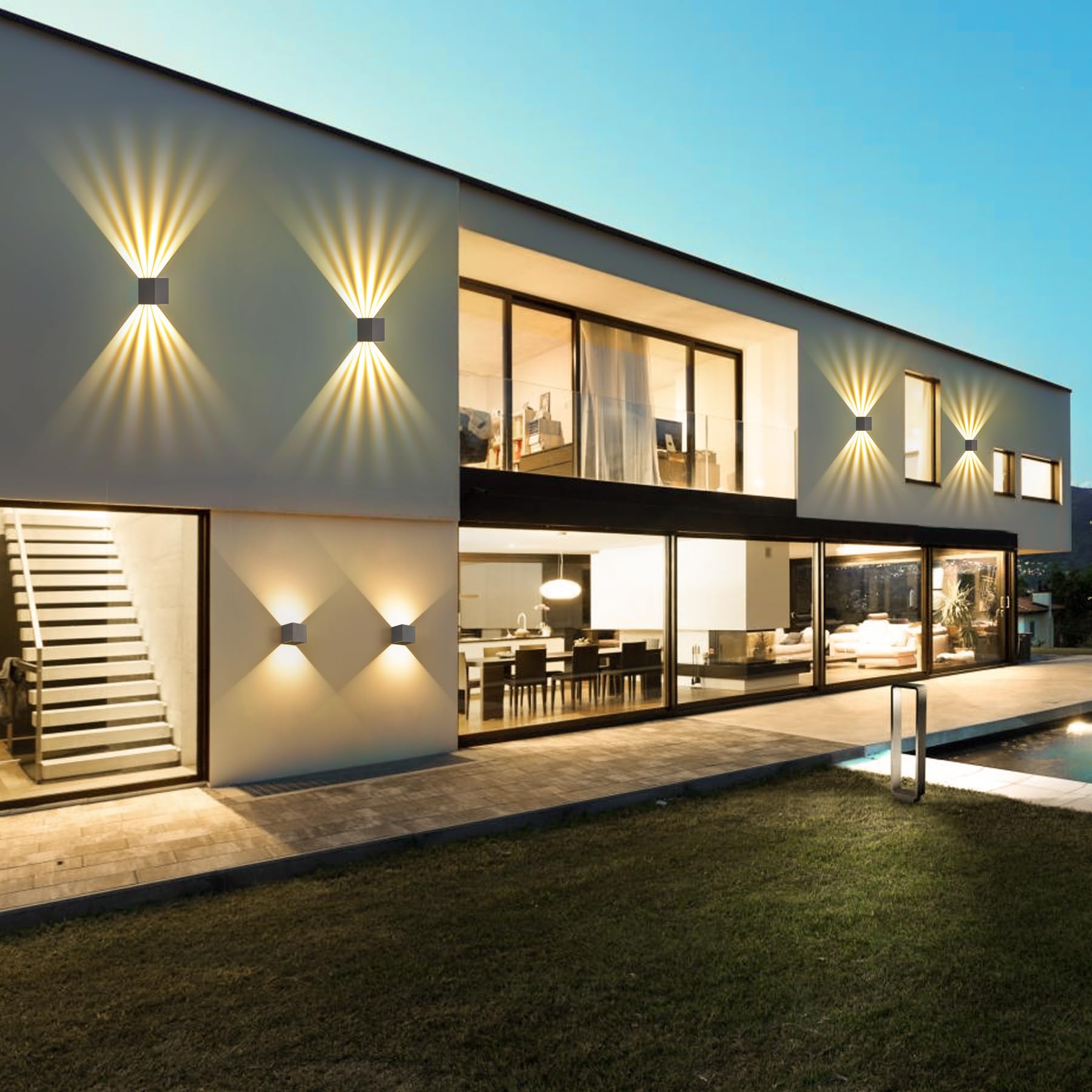 SANSHI Applique Murale Extérieur,3000K luminaire exterieur,Gris Foncé,2PCS