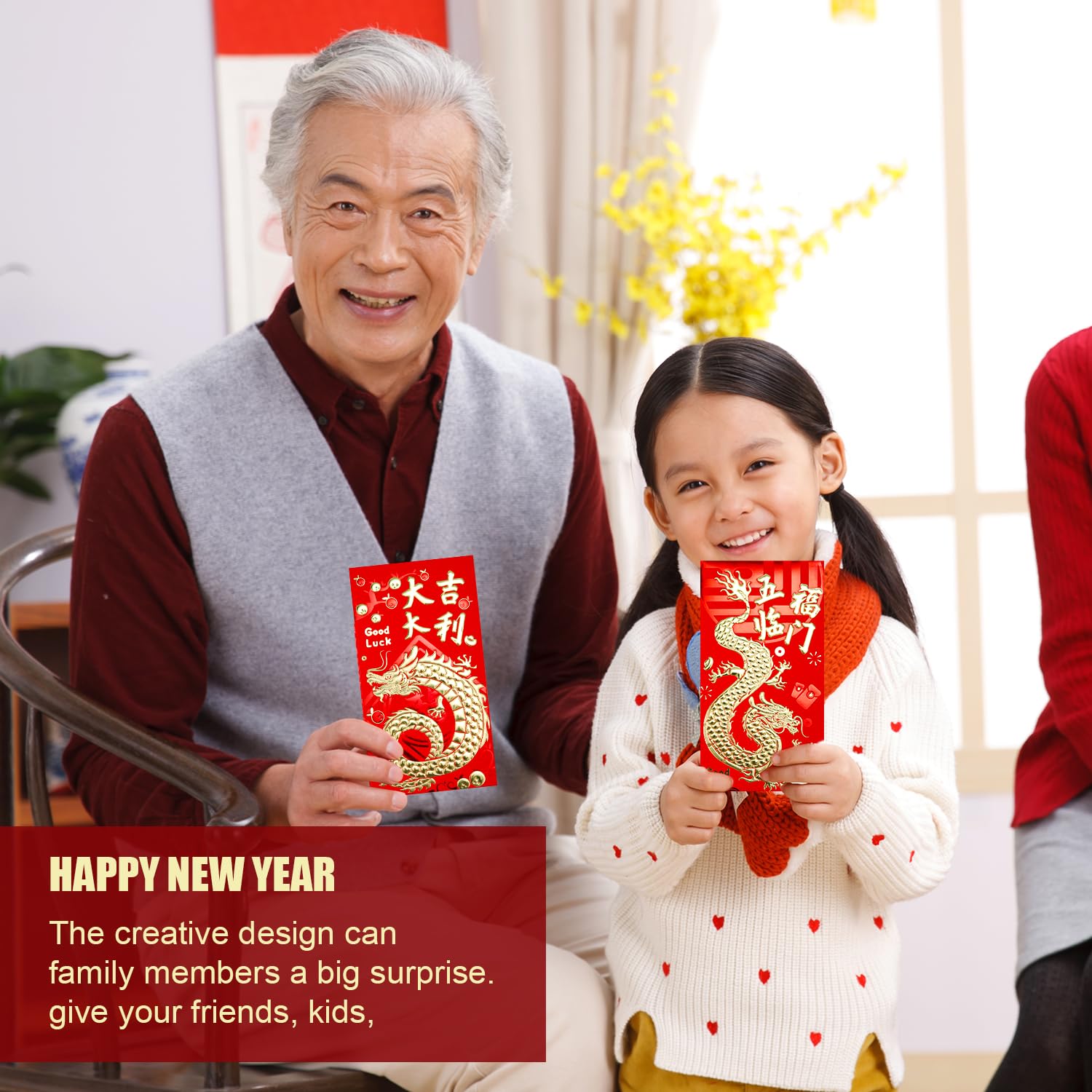 TEHAUX Lot De 36 Enveloppes Traditionnelles En Papier Pour Le Nouvel An