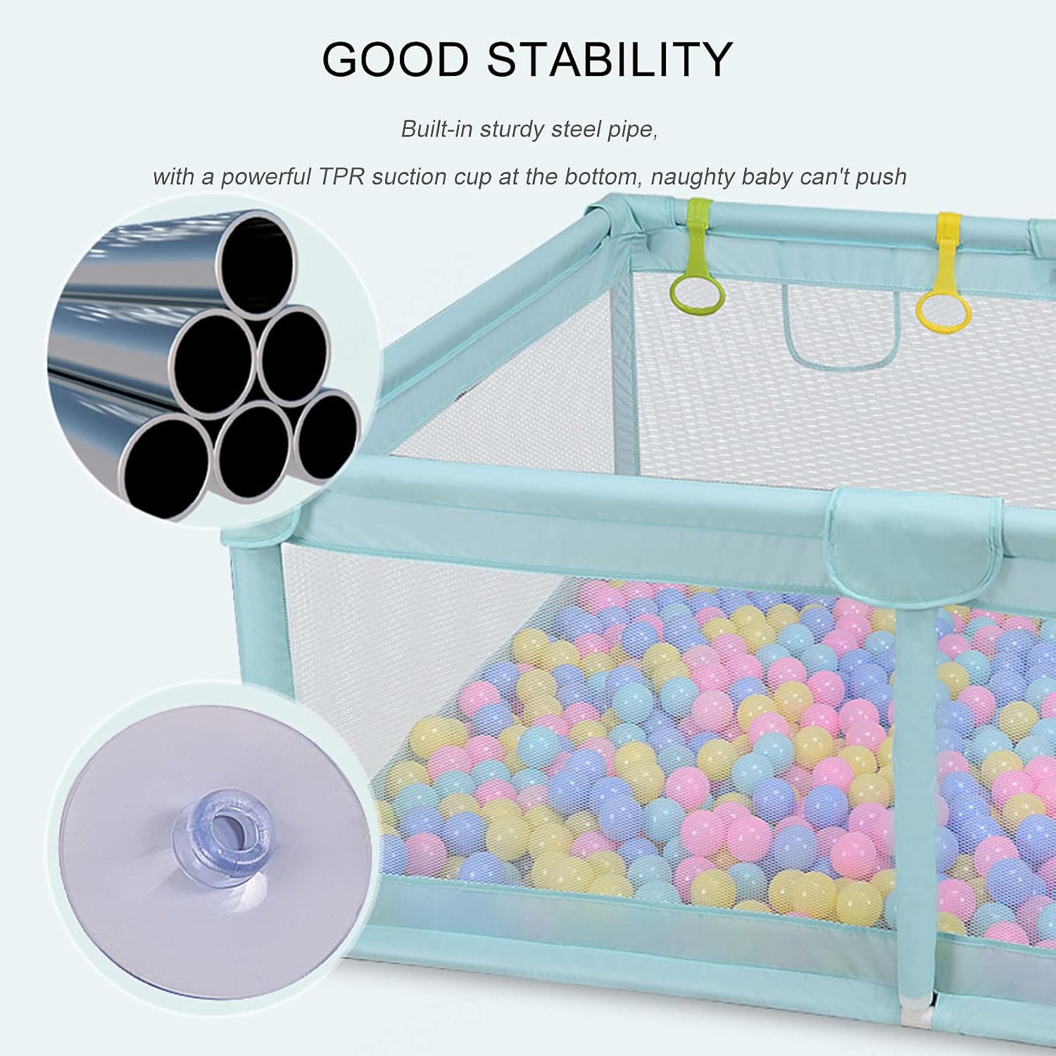 Baby Playpen,Portable Child Safety Playard,Baby Fence with Zipper Door and Breathable Net,Crawling Playpen 120×120cm 120×160cm 120×180cm 150×180cm 160×160cm 180×200cm 200×200cm,Green-120×160cm