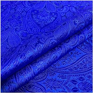 Silk Satin Fabric Paisley Embroidery Brocade Satin Fabric 75cm 39'' Width Dressmaking Fabric for Sewing DIY Crafts, Costume, Upholstery, Cushions(Size:1m,Color:Royal Blue)